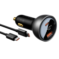 АЗП Baseus Digital Display 140W USB + Type-C + Кабель Type-C to Type-C 240W (1m) (black)