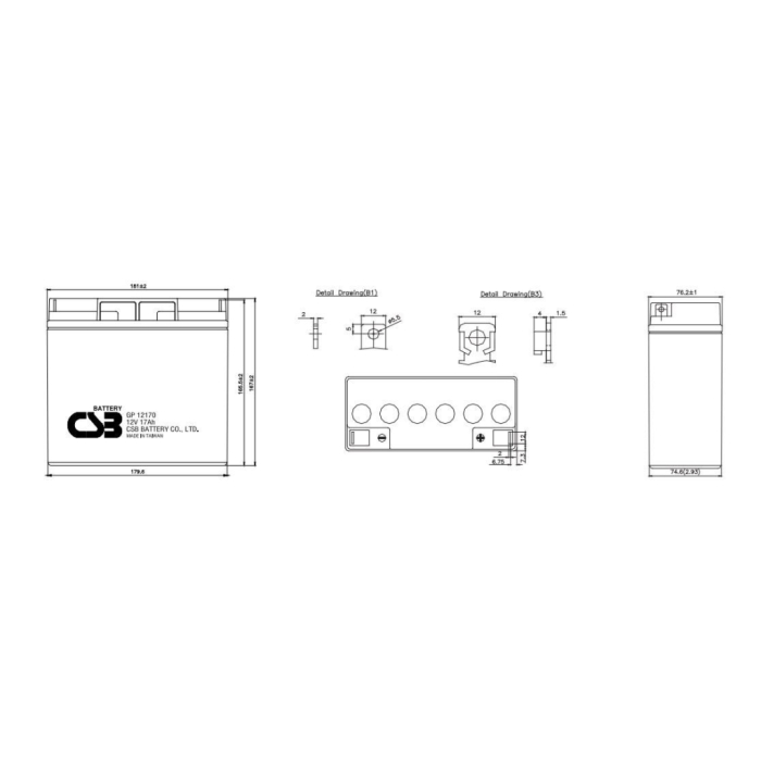 Батарея до ДБЖ CSB 12В 17 Ач (GP12170B1/ В3) UA