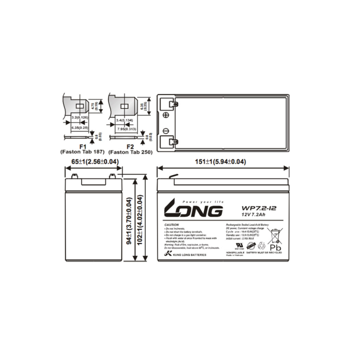 Батарея до ДБЖ Long 12В 7.2 Ач (WP7.2-12) UA