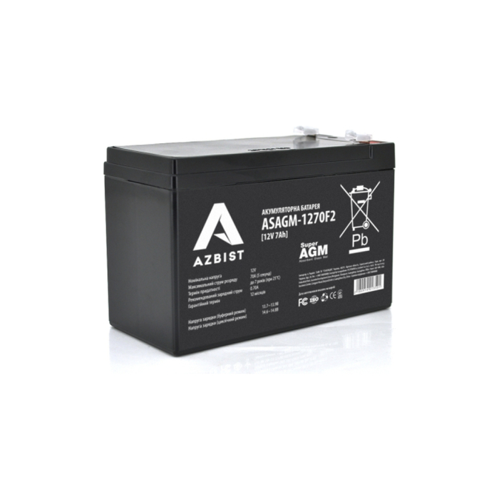 Батарея до ДБЖ AZBIST 12V 7Ah Super AGM (ASAGM-1270F2) UA