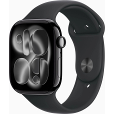 Apple Watch Series 11 GPS 46mm Jet Black Aluminium Case with Black Sport Band - M/L UA