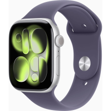 Apple Watch Series 11 GPS 46mm Silver Aluminium Case with Purple Fog Sport Band - S/M UA