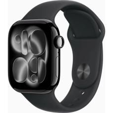 Apple Watch Series 11 GPS + Cellular 42mm Jet Black Aluminium Case with Black Sport Band - S/M UA