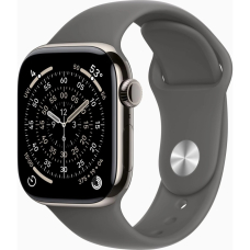 Apple Watch Series 11 GPS + Cellular 42mm Natural Titanium Case with Stone Grey Sport Band - M/L UA