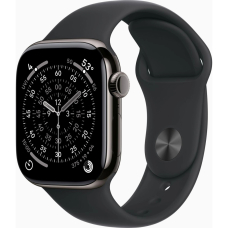 Apple Watch Series 11 GPS + Cellular 42mm Slate Titanium Case with Black Sport Band - S/M UA