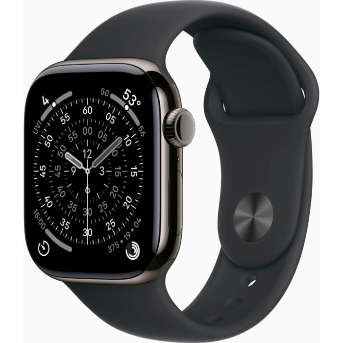 Apple Watch Series 11 GPS + Cellular 42mm Slate Titanium Case with Black Sport Band - M/L UA