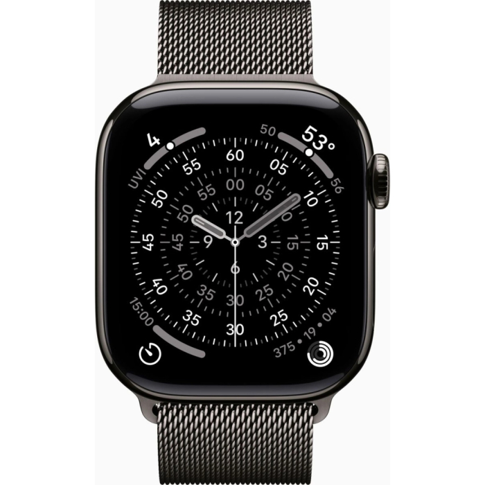 Apple Watch Series 11 GPS + Cellular 42mm Slate Titanium Case with Slate Milanese Loop UA