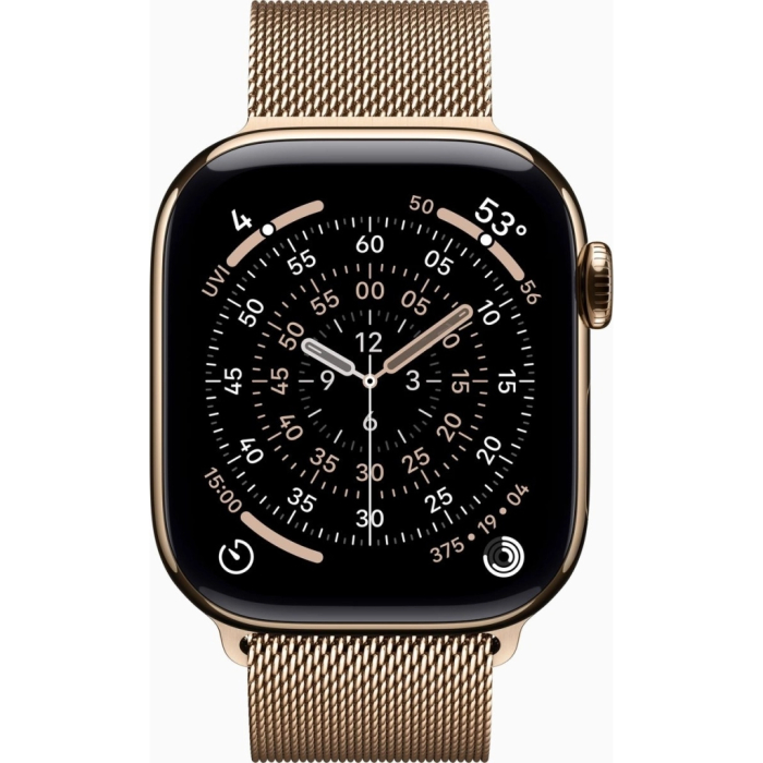 Apple Watch Series 11 GPS + Cellular 42mm Gold Titanium Case with Gold Milanese Loop UA