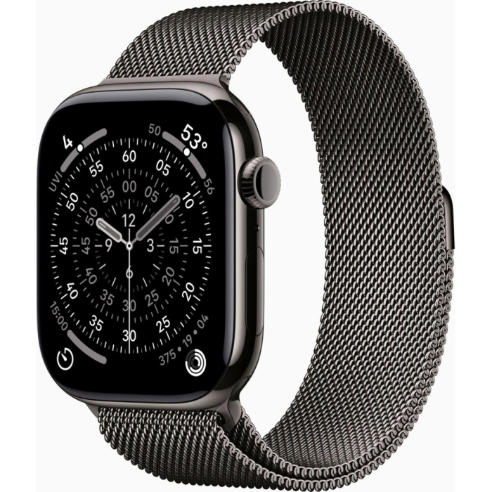 Apple Watch Series 11 GPS + Cellular 46mm Slate Titanium Case with Slate Milanese Loop - S/M UA