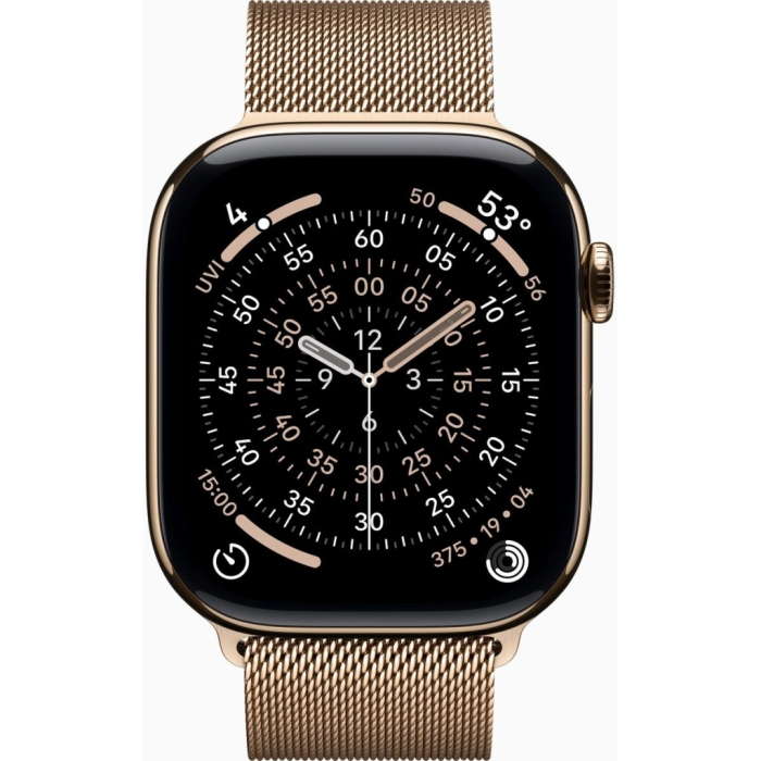 Apple Watch Series 11 GPS + Cellular 46mm Gold Titanium Case with Gold Milanese Loop - M/L UA