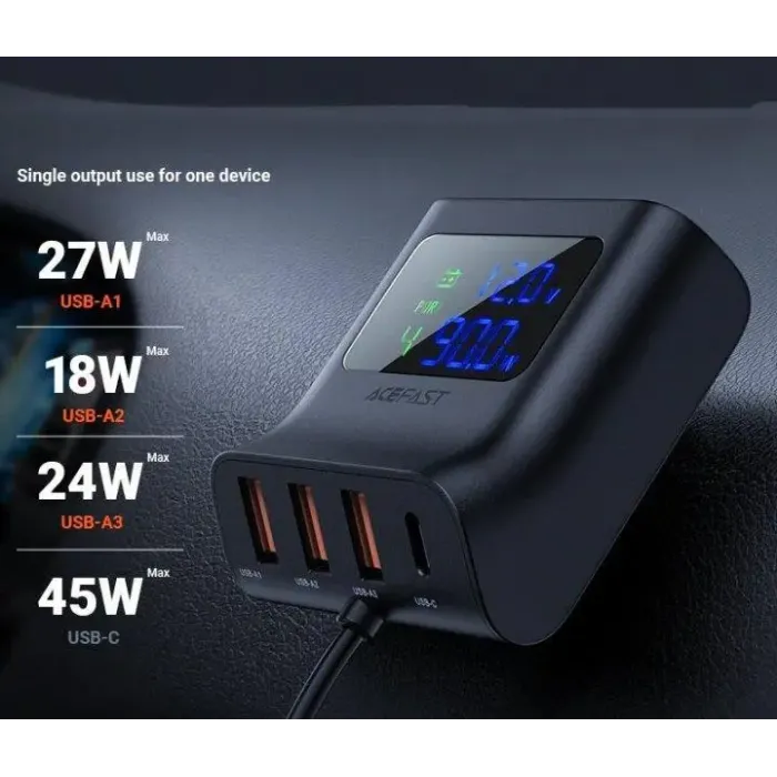 Автомобільний зарядний пристрій Acefast B8 digital display