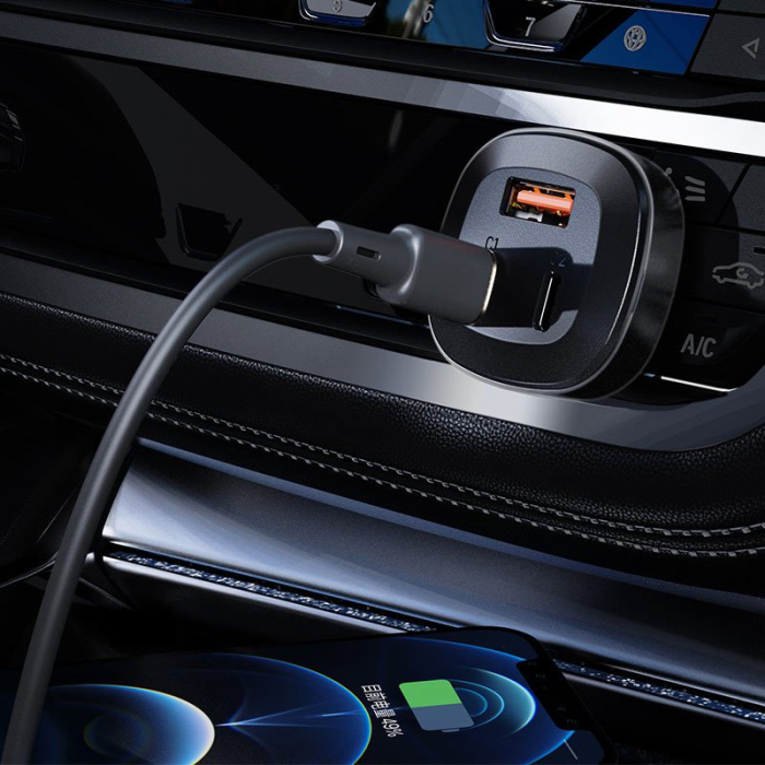 Автомобільний зарядний пристрій Acefast Metal B3 USB-C+USB-C+USB-A 66W