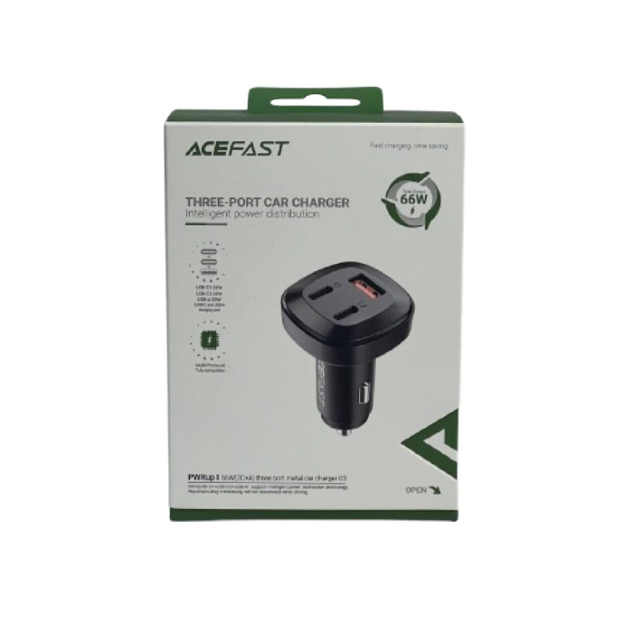 Автомобільний зарядний пристрій Acefast Metal B3 USB-C+USB-C+USB-A 66W