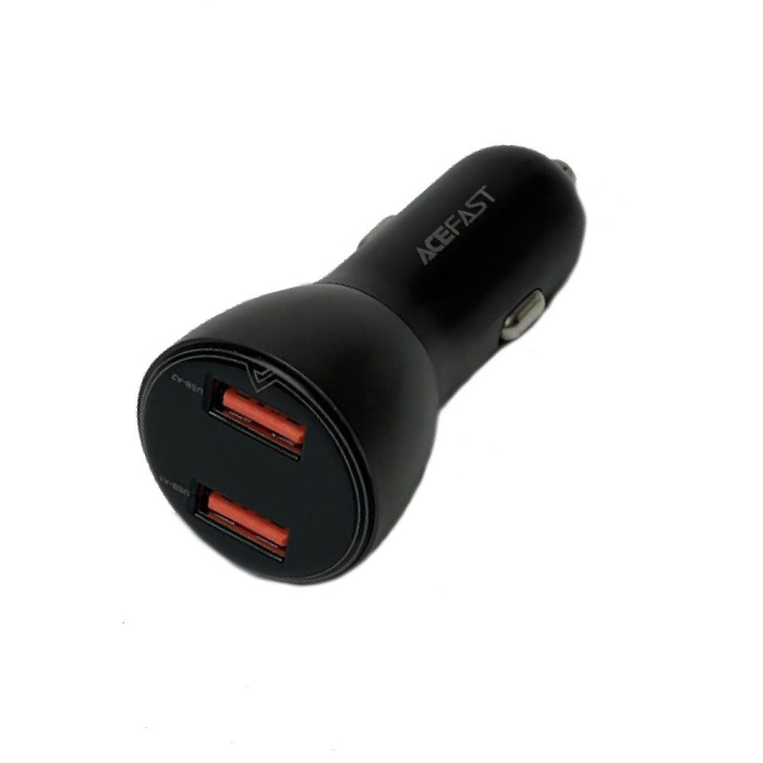 Автомобільний зарядний пристрій Acefast B7 Metal Dual USB with digital display 45W