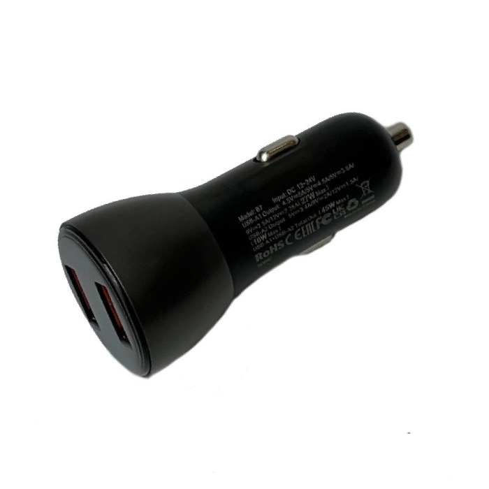 Автомобільний зарядний пристрій Acefast B7 Metal Dual USB with digital display 45W