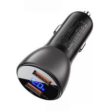 Автомобильное зарядное устройство Acefast B7 Metal Dual USB with digital display 45W