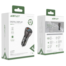 Автомобильное зарядное устройство Acefast B6 Metal USB + USB-C with digital display 63W