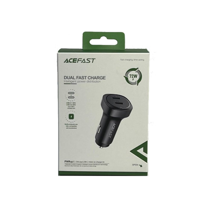 Автомобільний зарядний пристрій Acefast Metal B2 2xUSB-C 72w