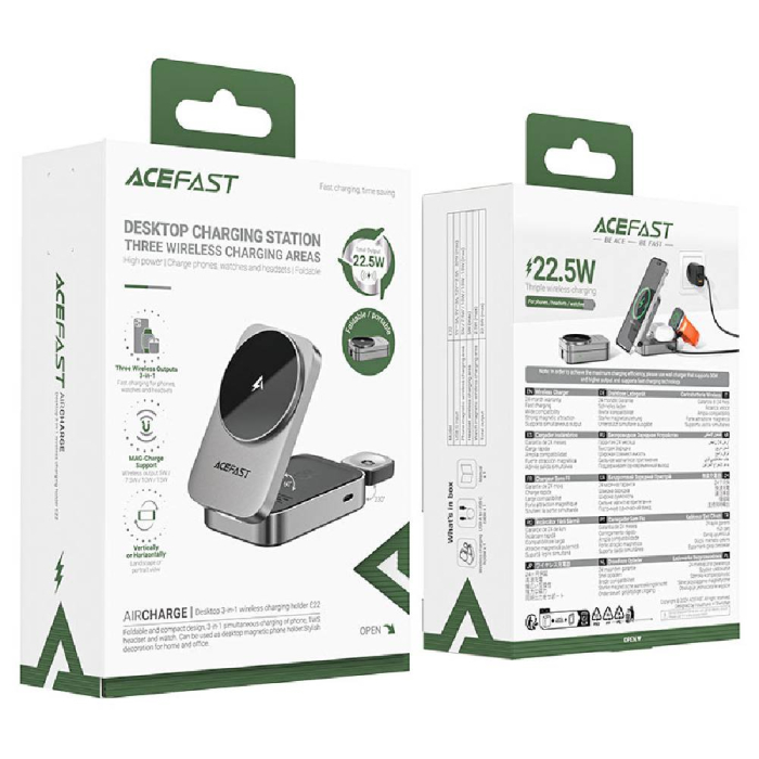 Бездротова зарядка Acefast E22 Desktop 3in1 Series