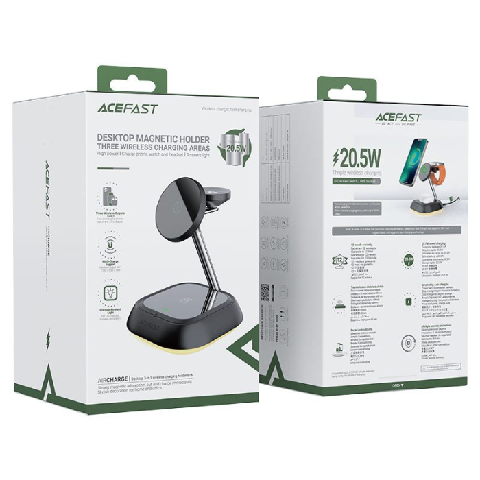 Бездротова зарядка Acefast E16 Desktop 3in1 Charging Series
