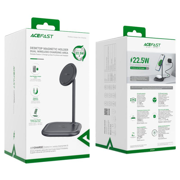 Бездротова зарядка Acefast E6 Desktop 2in1 Wireless Charging Series