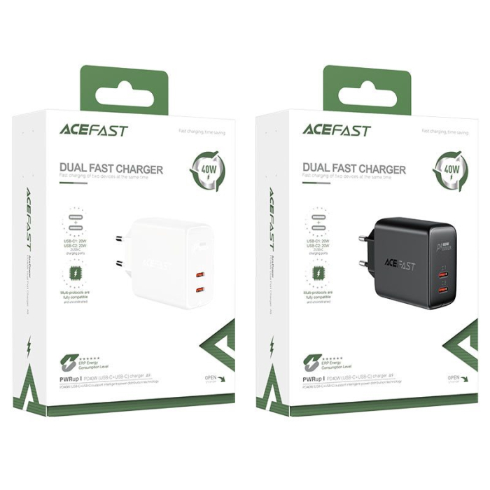 Адаптер Acefast A9 USB-C+USB-C PD 40W
