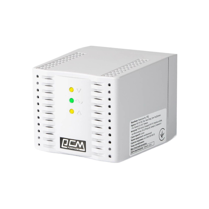 Стабілізатор Powercom TCA-1200, 600Вт, вхід 220В+/-20%, вихід 220V +/- 7%