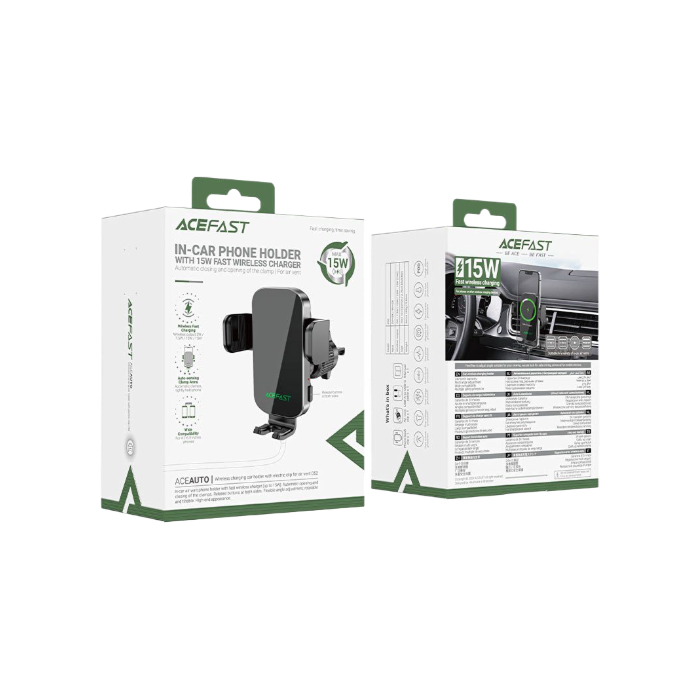 Автомобільний тримач з бездротовою зарядкою Acefast D52 with Electric Clamp for Air Vent