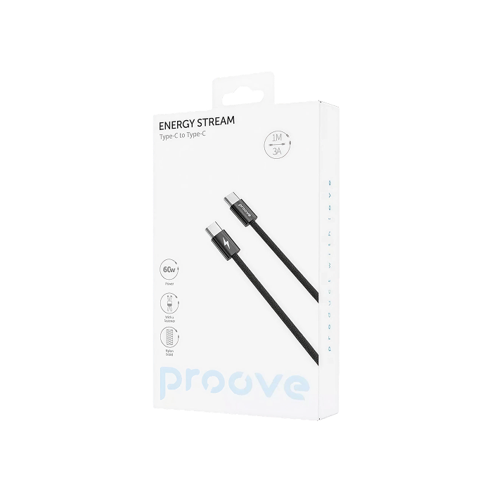 Кабель Proove Energy Stream Type-C to Type-C 60W (1m) (black)