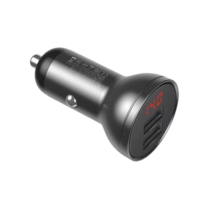 АЗП Baseus Digital Display Dual USB 4.8A Car Charger 24W (dark gray)