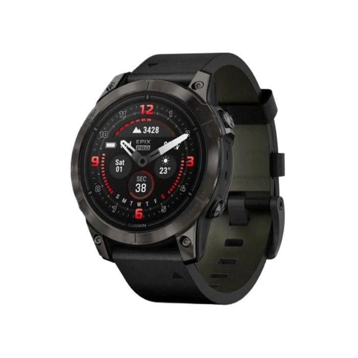Garmin Epix Pro Gen 2 Sapphire 47mm Carbon G. DLC Tit. with B. Leather Band
