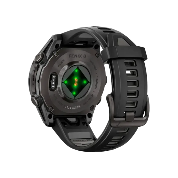 Garmin Fenix 8 43mm AMOLED Sapphire Carbon Gray DLC Titanium with Black/Pebble Gray Silicone Band
