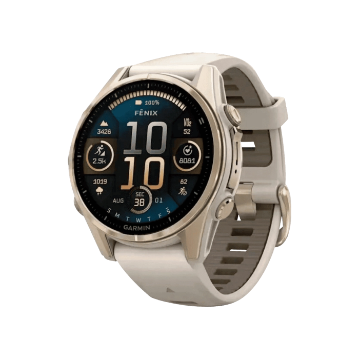 Garmin Fenix 8 43mm AMOLED Sapphire Soft Gold with Fog Gray/Dark Sandstone Silicone Band