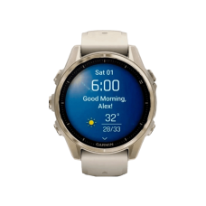 Garmin Fenix 8 43mm AMOLED Sapphire Soft Gold with Fog Gray/Dark Sandstone Silicone Band (010-02903-10, 010-02903-11)