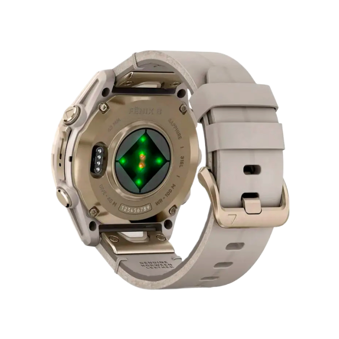 Garmin Fenix 8 43mm AMOLED Sapphire Soft Gold with Limestone Leather Band