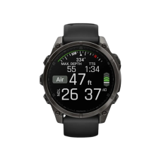 Garmin Fenix 8 47mm AMOLED Sapphire Carbon Gray DLC Titanium with Black/Pebble Gray Silicone Band (010-02904-20, 010-02904-21)
