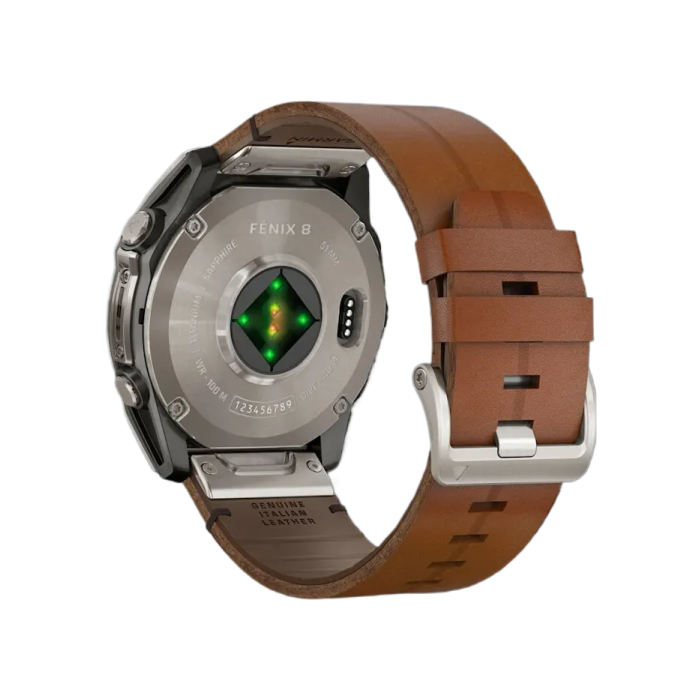 Garmin Fenix 8 51mm AMOLED Sapphire Carbon Grey DLC with Chestnut Leather Band