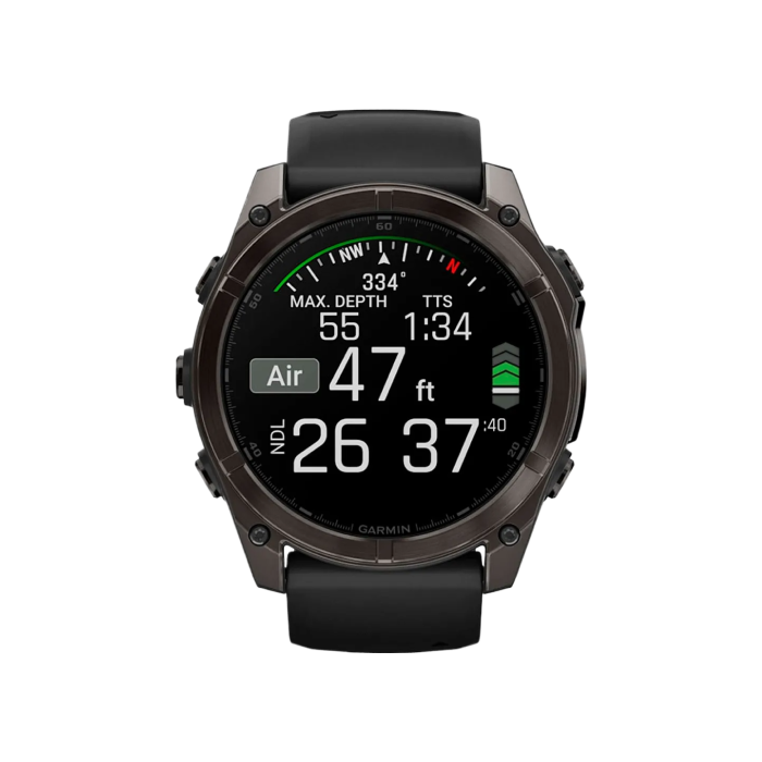 Garmin Fenix 8 51mm AMOLED Sapphire Carbon Gray DLC Titanium with Black/Pebble Gray Silicone Band (010-02905-20, 010-02905-21)