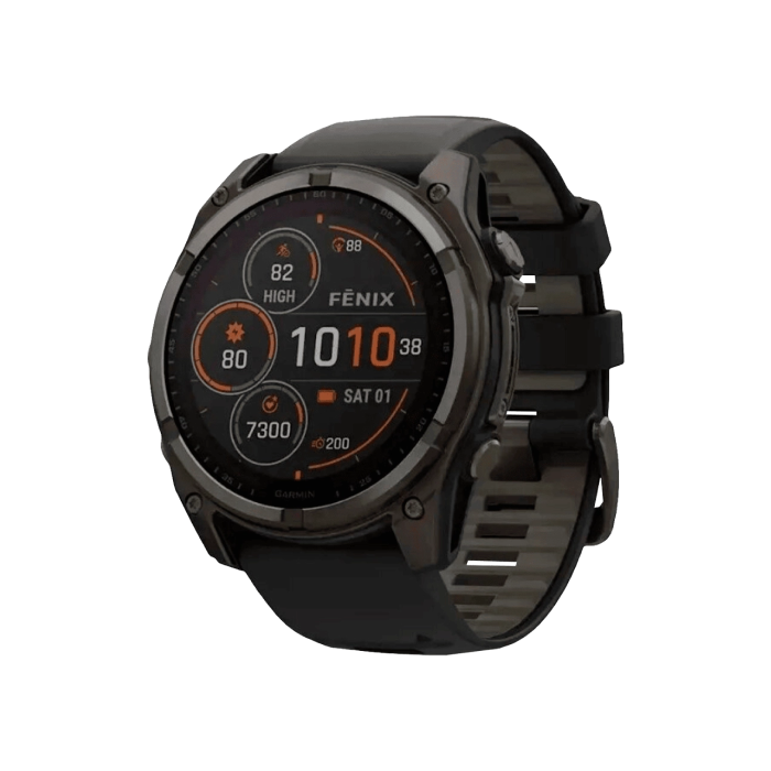 Garmin Fenix 8 51mm Solar Sapphire Carbon Gray DLC Titanium with Black/Pebble Gray Silicone Band