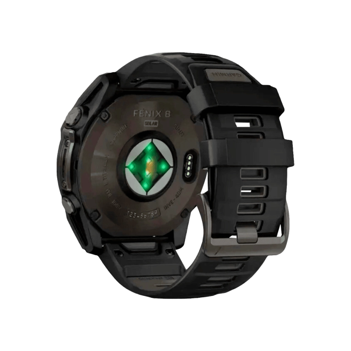 Garmin Fenix 8 51mm Solar Sapphire Carbon Gray DLC Titanium with Black/Pebble Gray Silicone Band