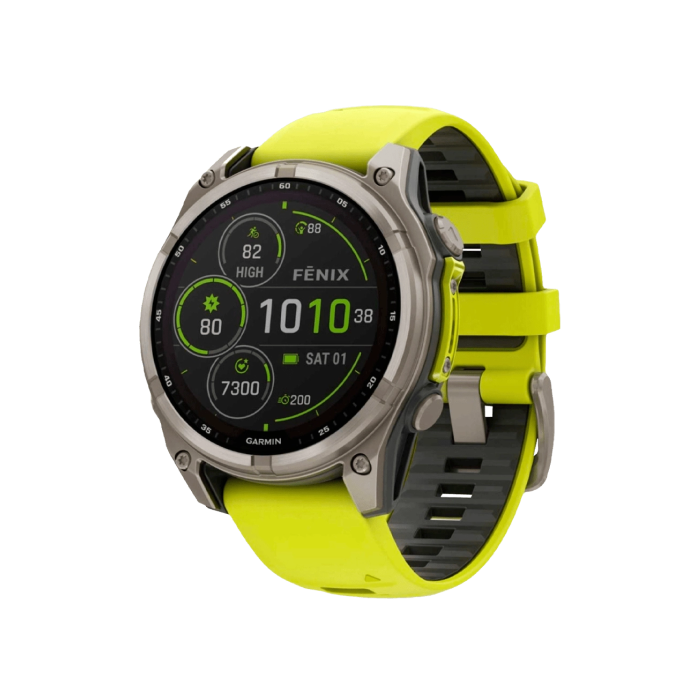 Garmin Fenix 8 47mm Solar Sapphire Titanium with Amp Yellow/Graphite Silicone Band