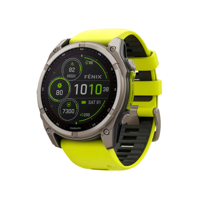 Garmin Fenix 8 51mm Solar Sapphire Titanium with Amp Yellow/Graphite Silicone Band