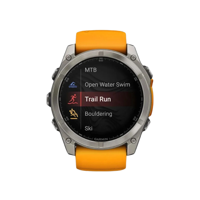 Garmin Fenix 8 51mm AMOLED Sapphire Titanium with Spark Orange/Graphite Silicone Band (010-02905-10, 010-02905-11)
