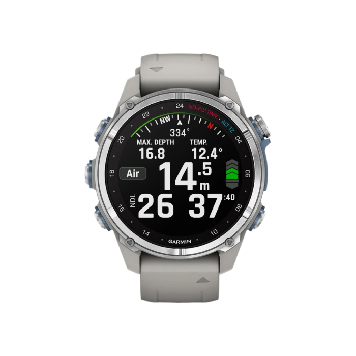 Garmin Descent Mk3 43 mm Stainless Steel with Fog Gray Silicone Band