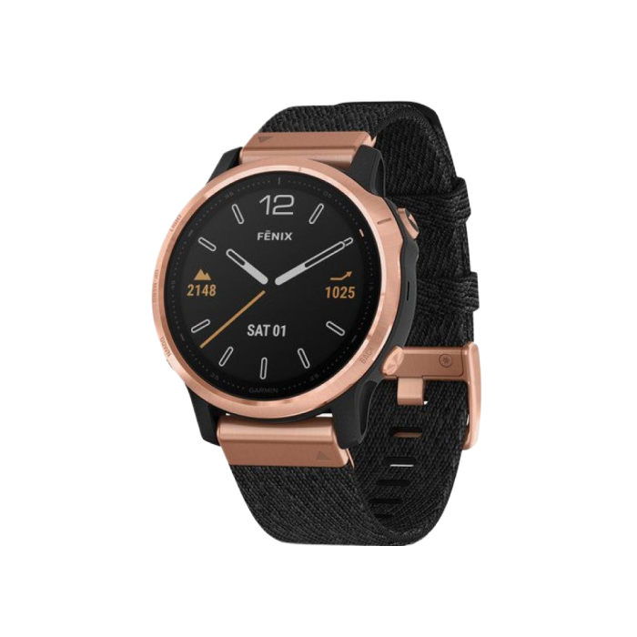 Garmin Fenix 6S Pro Sapphire Rose Gold with Heathered Black Nylon Band