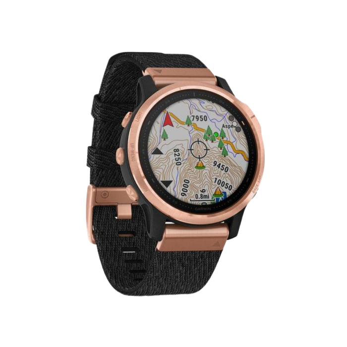 Garmin Fenix 6S Pro Sapphire Rose Gold with Heathered Black Nylon Band