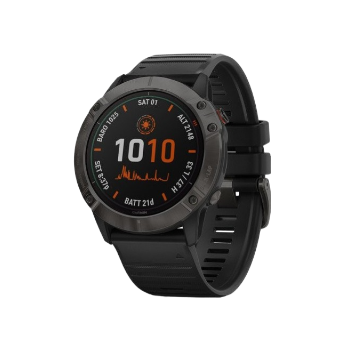 Garmin Fenix 6X Pro Solar Titanium Carbon Grey DLC with Black Band