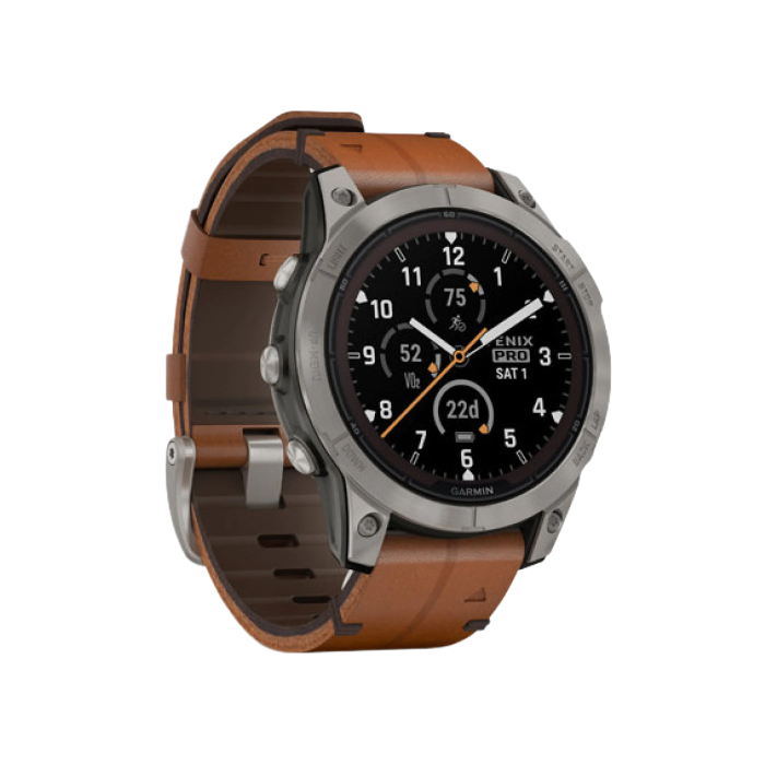 Garmin Fenix 7 Pro Sapphire Solar Titanium with Chestnut L.