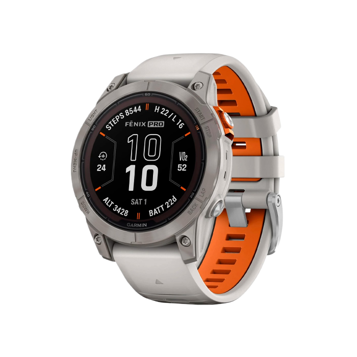 Garmin Fenix 7 Pro Sapphire Solar Titanium w. Fog Gray/Ember O. Band