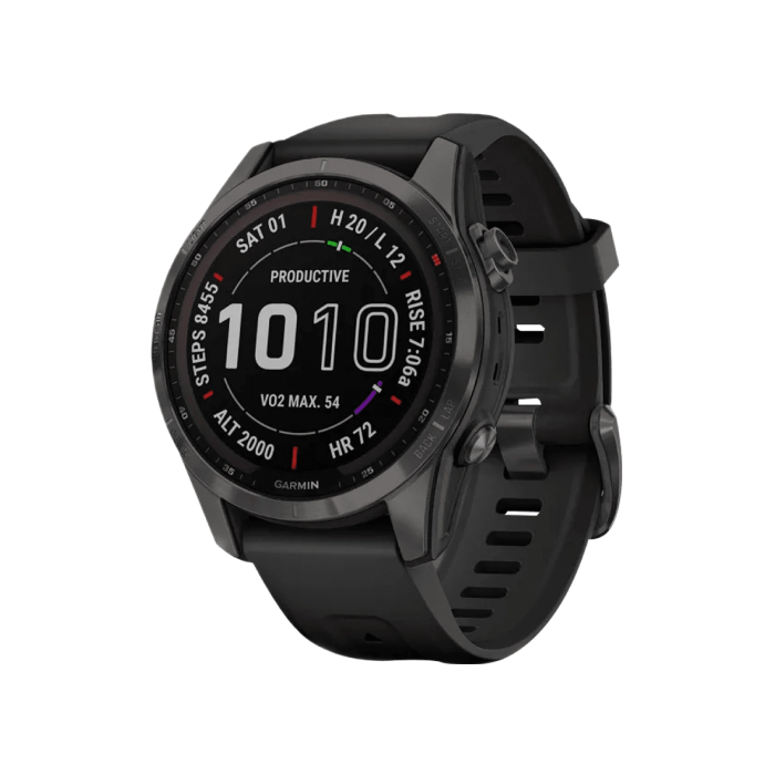 Garmin Fenix 7S Sapphire Solar Carbon G. DLC Titanium w. Black Band